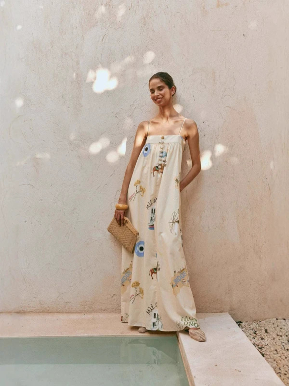 ZARA New Sexy Linen Spaghetti Strap Casual Vacation Dress